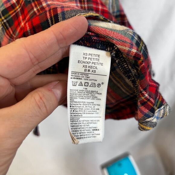 GAP Christmas Plaid Drop Waist Ruffled Trim Dress GIRLS XSP Flannel Cotton - Picture 9 of 10